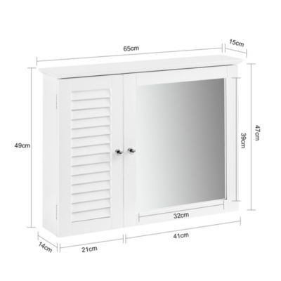 Armoire Miroir Meuble Haut de Salle de Bain Armoire Suspendue, BZR55-W, SoBuy