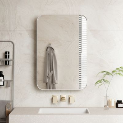 Armoire Miroir Murale - Meuble de Salle de Bain avec Rangement et Étagères Réglables, Cadre Métal, Meuble de Rangement Blanc