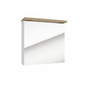 Armoire à miroir Naturel Stilla + LED 60x60 cm blanc (STILLAE06017)