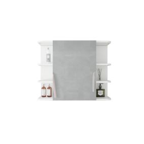Armoire à miroir salle de bain meuble cabinet toilette murale blanc 80x64x21 cm