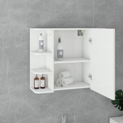 Armoire à miroir salle de bain meuble cabinet toilette murale blanc 80x64x21 cm