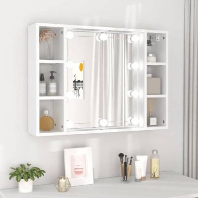 Armoire à miroir - vidaXL - 76x15x55 cm - LED - Bois d'ingénierie - Salle de bain
