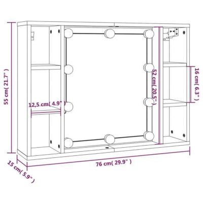 Armoire à miroir - vidaXL - 76x15x55 cm - LED - Bois d'ingénierie - Salle de bain
