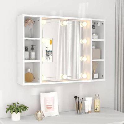Armoire à miroir - vidaXL - 76x15x55 cm - LED - Bois d'ingénierie - Salle de bain
