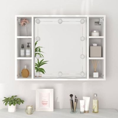 Armoire à miroir - vidaXL - 76x15x55 cm - LED - Bois d'ingénierie - Salle de bain