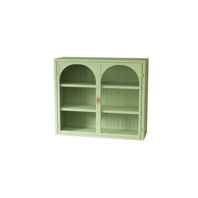 Armoire Murale - Armoire Murale en Verre avec 2 Portes pour Salon et Salle de Bain - Métal Vert, 70x23x60 cm