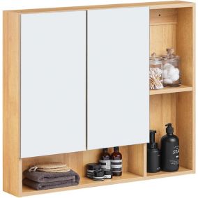 Armoire Murale avec Miroir, Placard Rangement, 2 Portes, Étagère Réglable BZR177-N SoBuy