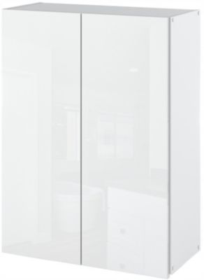 Armoire murale blanc brillant 60 cm - Meuble haut et colonne pour salle de bain
