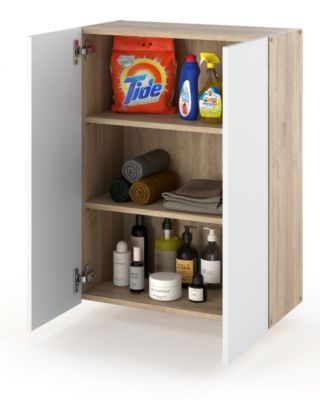 Armoire murale Chêne Sonoma Blanc 60 cm - Meuble haut et colonne pour salle de bain
