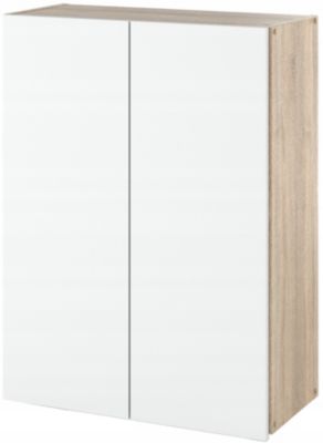 Armoire murale Chêne Sonoma Blanc 60 cm - Meuble haut et colonne pour salle de bain