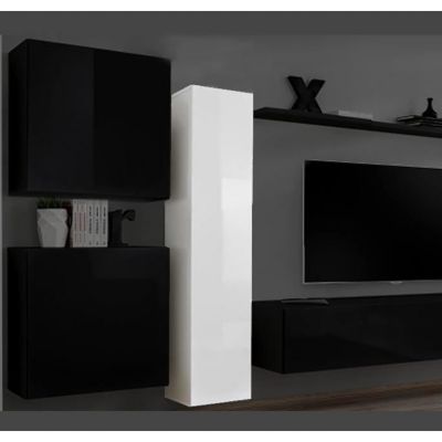 Armoire murale contemporaine - Blanc brillant - 2 portes - Bois panneaux de particules - 30x120x30 cm