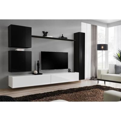 Armoire murale contemporaine - Blanc brillant - 2 portes - Bois panneaux de particules - 30x120x30 cm
