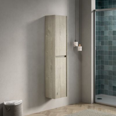 Armoire murale de salle de bain blanc cassé en contreplaqué avec 2 portes