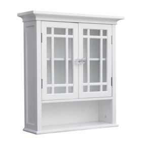 Armoire murale de salle de bain en effet bois blanc avec étagère