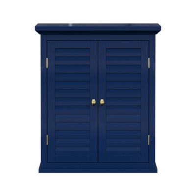 Armoire murale de salle de bain en effet bois bleu avec 2 portes