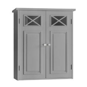 Armoire murale de salle de bain en effet bois gris avec 2 portes