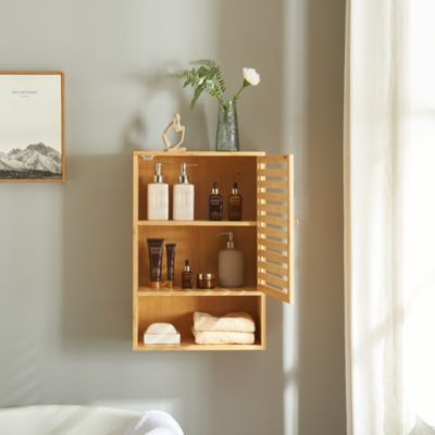 Armoire murale de salle de bain Gjesdal bambou 60 x 40 x 20 cm naturel en.casa