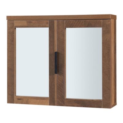 Armoire murale de salle de bain Namsskogan avec miroir 50 x 60 x 15 cm effet noyer noir en.casa