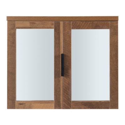 Armoire murale de salle de bain Namsskogan avec miroir 50 x 60 x 15 cm effet noyer noir en.casa