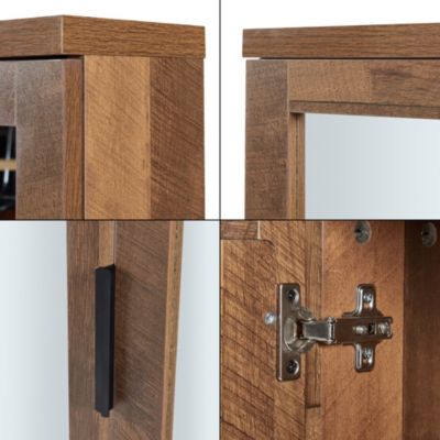 Armoire murale de salle de bain Namsskogan avec miroir 50 x 60 x 15 cm effet noyer noir en.casa