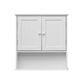 Armoire Murale de Salle de Bains MDF Blanc 2 Portes et 1 étagère Rebecca Mobili