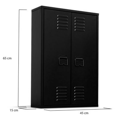 Armoire murale ESTER 2 portes métal noir design industriel