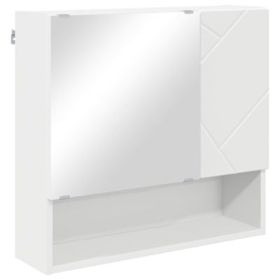 Relaxdays Armoire de Toilette 1 Porte Miroir 3Tablettes Prise Courant Meuble Mural Placard SDB, 55x35x12 cm, Blanc - Maison