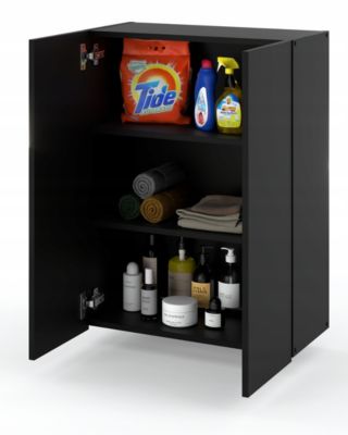 Armoire murale Noire 60 cm - Meuble haut et colonne pour salle de bain