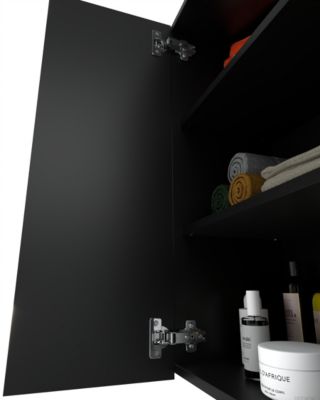 Armoire murale Noire 60 cm - Meuble haut et colonne pour salle de bain
