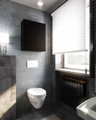 Armoire murale Noire 60 cm - Meuble haut et colonne pour salle de bain