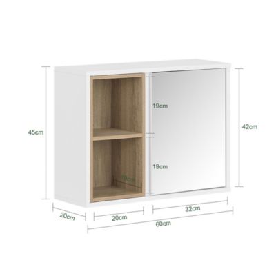 Armoire Murale Placard de Rangement Suspendu Porte 2 Compartiments, BZR149-W, SoBuy