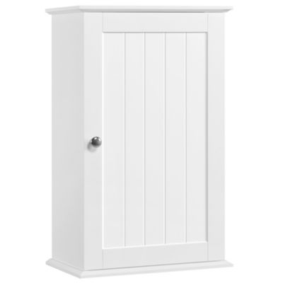 Armoire Murale Salle de Bain Meuble Commode de Rangement Toilette en Bois Blanc