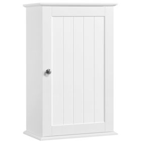 Armoire Murale Salle de Bain Meuble Commode de Rangement Toilette en Bois Blanc