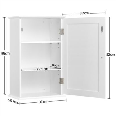 Armoire Murale Salle de Bain Meuble Commode de Rangement Toilette en Bois Blanc