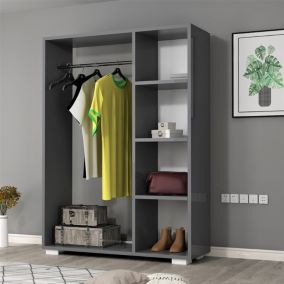 Armoire Nesbyen avec 4 compartiments de stockage 123 x 90 x 30 cm anthracite en.casa