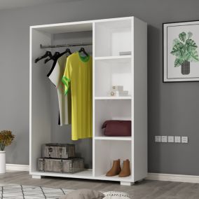 Armoire Nesbyen avec 4 compartiments de stockage 123 x 90 x 30 cm blanc en.casa