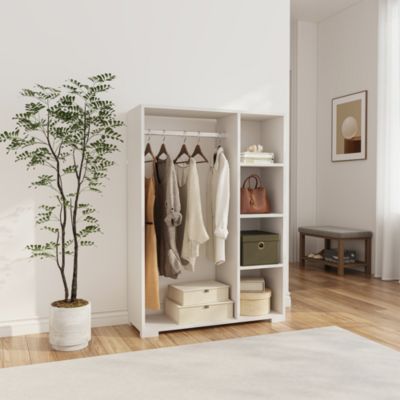 Armoire Nesbyen avec 4 compartiments de stockage 126 x 90 x 30 cm blanc en.casa