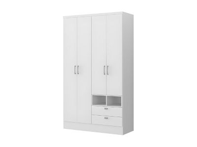 Armoire ODILON - 4 portes & 2 tiroirs - L.120 cm - Blanc