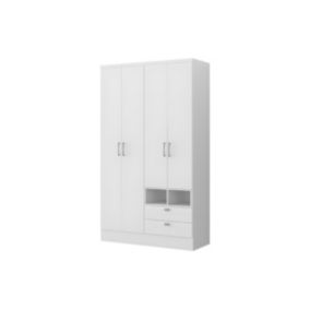 Armoire ODILON - 4 portes & 2 tiroirs - L.120 cm - Blanc