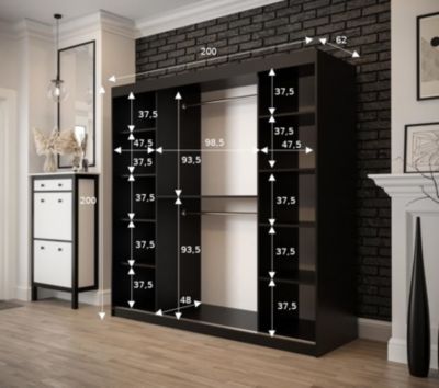 Armoire Old Style T1 a portes coulissantes H. 200 x L. 200 x P. 62 2 portes