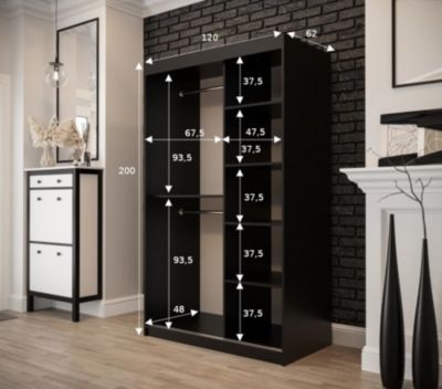 Armoire Old Style T2 a portes coulissantes H. 200 x L. 120 x P. 62 2 portes