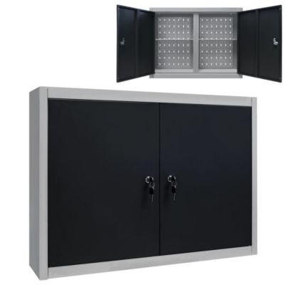 Armoire à outils murale Style Industriel Métal Gris et noir vidaXL