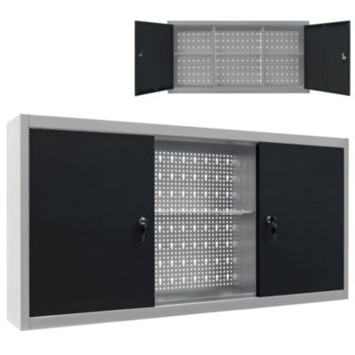 Armoire à outils murale Style Industriel Métal Gris et noir vidaXL