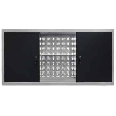 Armoire à outils murale Style Industriel Métal Gris et noir vidaXL