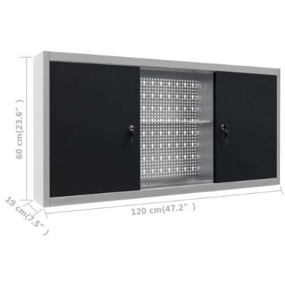 Armoire à outils murale Style Industriel Métal Gris et noir vidaXL