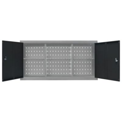 Armoire à outils murale Style Industriel Métal Gris et noir vidaXL