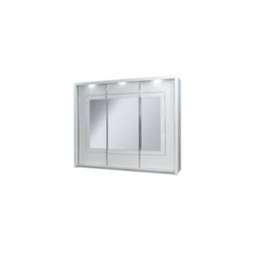 Armoire PANAREA 3 portes coulissantes avec miroirs et LED, finition chrome, design moderne