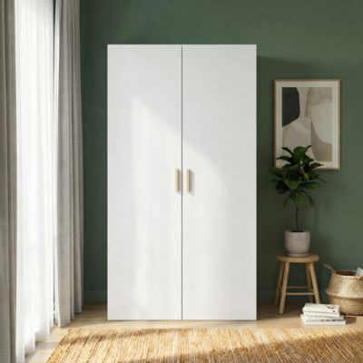 Armoire penderie 2 portes battantes blanc brillant GoodHome Atomia H. 187 x L. 100 x P. 45 cm