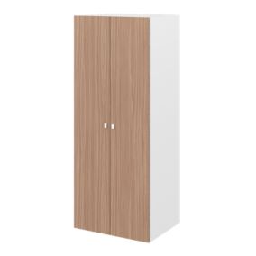 Armoire penderie 2 portes battantes effet chêne chaud et blanc GoodHome Atomia H. 187 x L. 75 x P. 58 cm