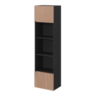 Armoire penderie 2 portes battantes effet chêne chaud et noir GoodHome Atomia H. 187 x L. 50 x P. 35 cm